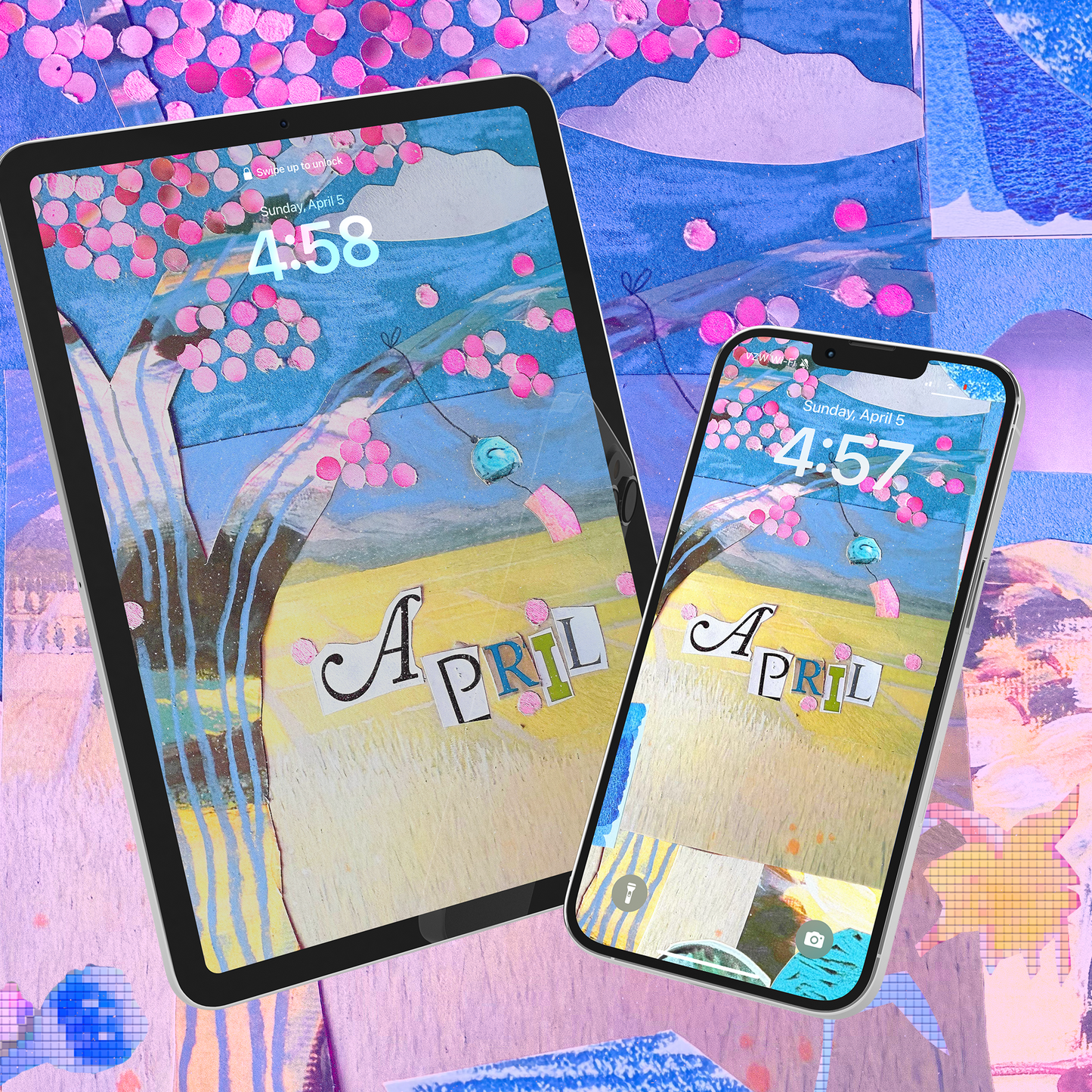 Spring breeze Wallpaper Pack - analog journaling collage