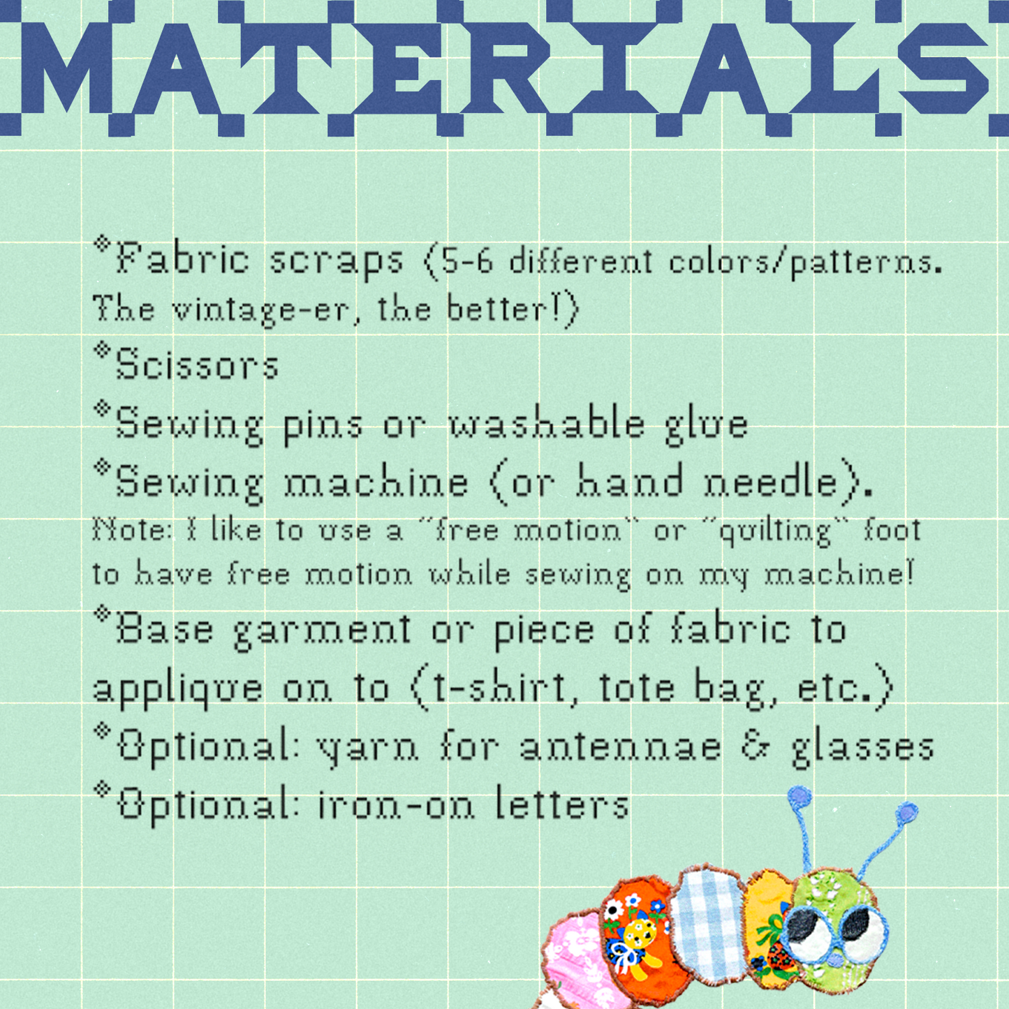 Bookworm patchwork pattern 🐛 beginner friendly applique patch downloadable template