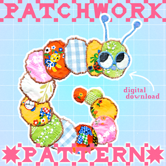 Bookworm patchwork pattern 🐛 beginner friendly applique patch downloadable template