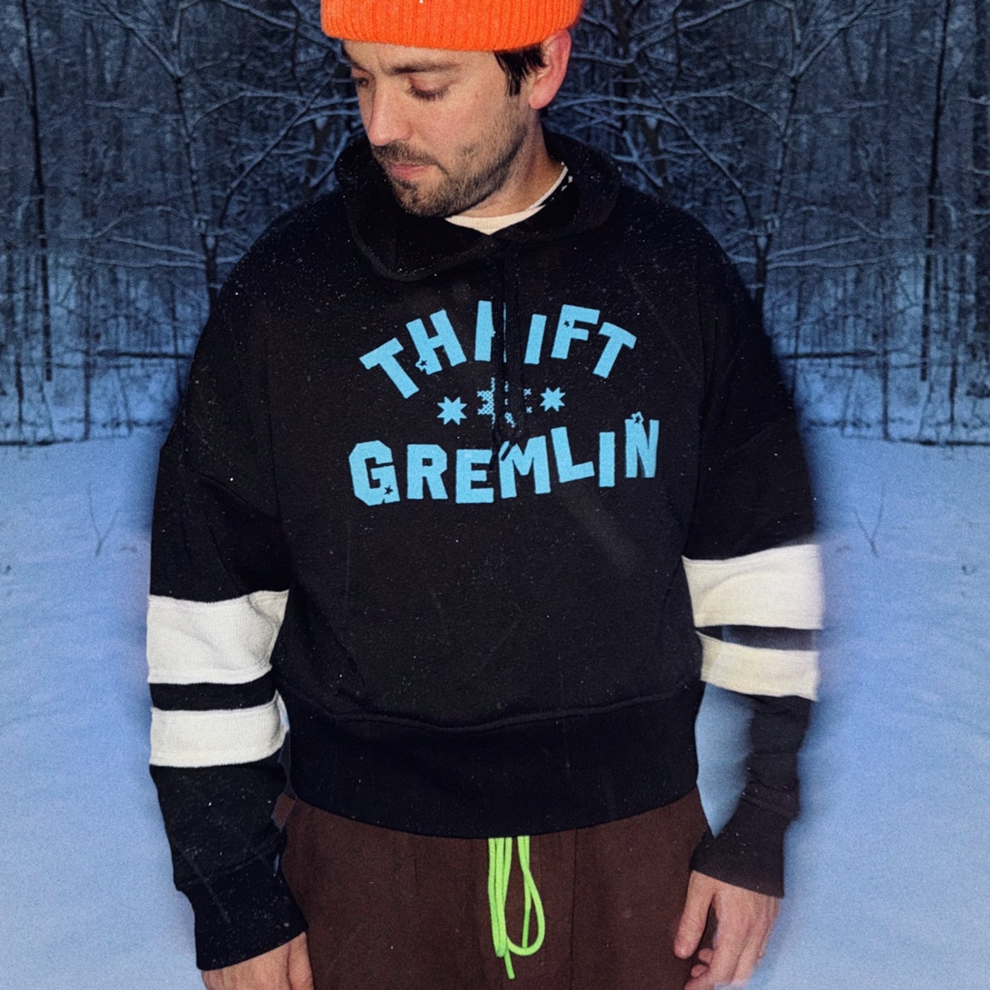 THRIFT GREMLIN | Black & White Pullover Hoodie