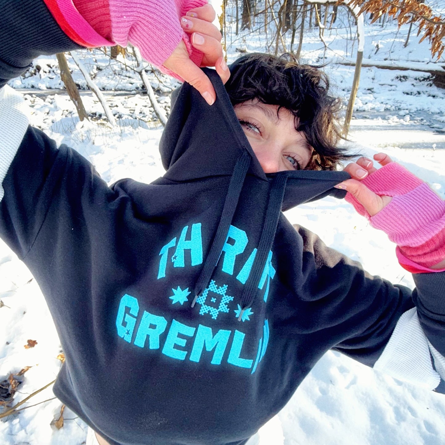 THRIFT GREMLIN | Black & White Pullover Hoodie